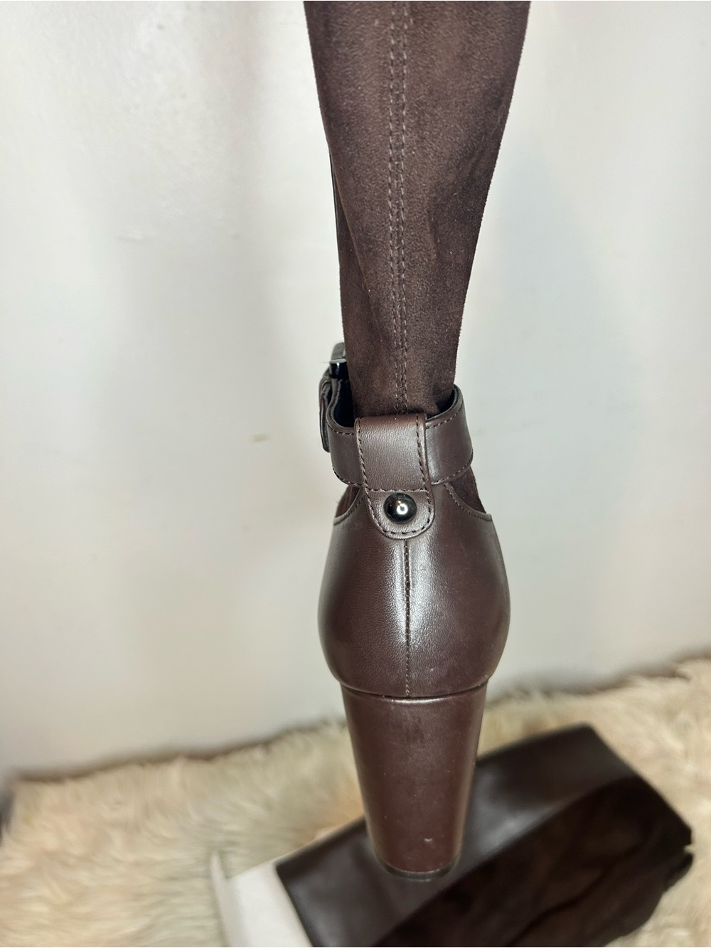 Nine West Dark Brown Over-the-Knee Pointed Toe Block Heel Boots - Picture 3 of 7